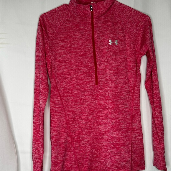 Under Armour heatgear 1/2 zip pink and white xsmall - Picture 2 of 8